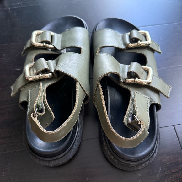 ALOHAS Olive Green Harper Sandals Black Soles - Picture 6 of 8